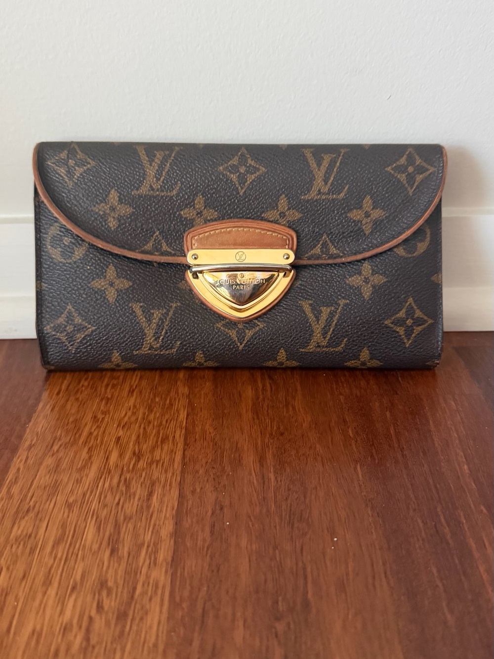 Louis Vuitton Monogram Coated Canvas Brown and Tan Wallet with Gold Hardware